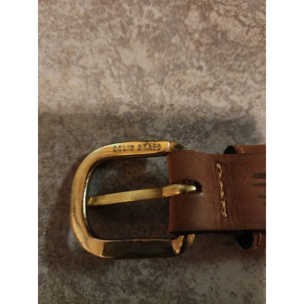 Zep-Pro Mens Fishing Belt Brown Leather Canvas Embroidered Snook Size 42 USA
